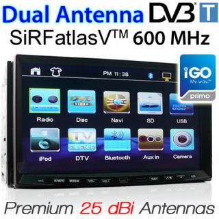 7" Double 2 DIN Car DVD GPS Player DVB T MPEG 4 Stereo Head Unit Radio iGo Primo