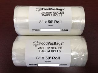 2 Foodvacbags 8x50 Roll of Universal Food Storage Bags for All Vacuum Sealers