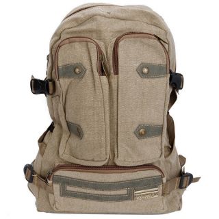 New Durable Men Travelling Canvas Backpack Women Shoulder Bag Bookbag Beige