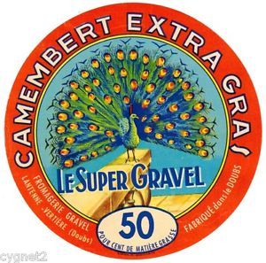 French Cheese Label Etiquette Camembert Le Super Gravel Peacock