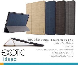 Natural Wood Pattern Microfiber Silicone iPad Air Covers Cases Auto Sleep Awake