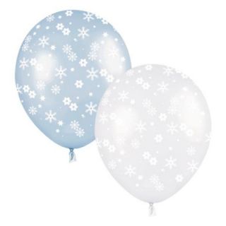 10 Winter Wonderland Christmas Snowflakes Latex Balloons Decorations Party Mixed