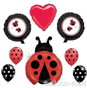 Ladybug Balloons Birthday Party Supplies Baby Shower Red Black White Polka Dots