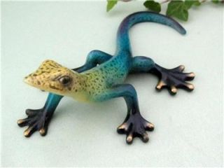 Lizard Gecko Blue Yellow Purple Colorful Hand Painted Resin Sculpture