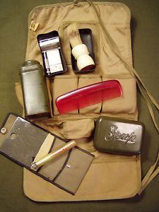 WWII WW2 US Army Personal Grooming Kit Gillette Razor Mirror Comb Etc