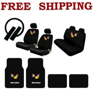 17pcs Set Angry Birds Car Seat Covers Steering Wheel Cover Floor Mats