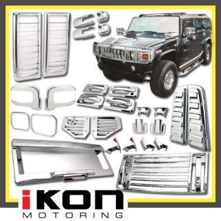 Hummer H2 Chrome Side Tail Lights Gas Door Handle Mirror Intake Hood Vent Cover