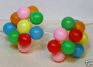 60 Multi Color Plastic Balloons Cluster Picks Wholesale