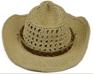 Fashion Chic Men Boy Handmade Cowboy Hat Wide Brim Beach Sun Hat Straw Derby Cap