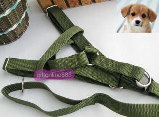 Pet Dog Puppy Green Nylon Leash Harness Neck Strap