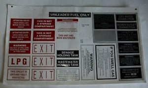 FEMA Horse Trailer Labels Teardrop Exit camper Water Tank LP Detector Decals Gas