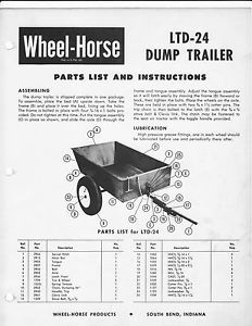 Wheel Horse Original Dump Trailer Parts List Instructions