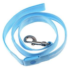 Blue LED Flashing Light Dog Pet Rope Belt Harness Safety Glow Leash Lead