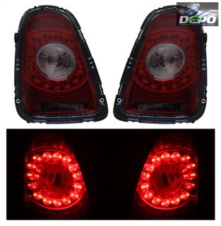2007 2010 Mini Cooper Hatchback Convertible LED Tail Lights Red Smoke Depo