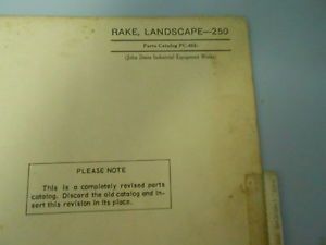 John Deere 250 Landscape Rake Parts Catalog