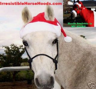 Santa Horse Hat with 2 Ear Holes Chin Strap Standard Size Only
