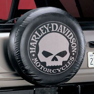 Harley Davidson Spare Tire Cover Grey Willie G Skull Fits 27" to 31" Tires