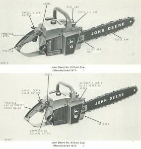 1970s Parts Catalog Manual John Deere 8 9 Chain Saw