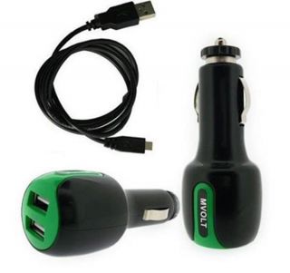 Mvolt Two USB Car Battery Charger Adapter USB Cable for Verizon Phones