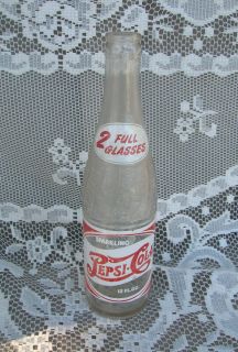 Old Vintage Pepsi Cola 2 Full Glasses Beverages Soda Pop Bottle 12 oz Tampa FL