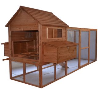 New Large Wood Pet Chicken Coop Deluxe Hen House Nesting Mansion Big Run Habitat