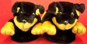 Rottweiller Puppy Dog Plush House Shoes Slippers Sz L Adult Rubber Non Skid Sole
