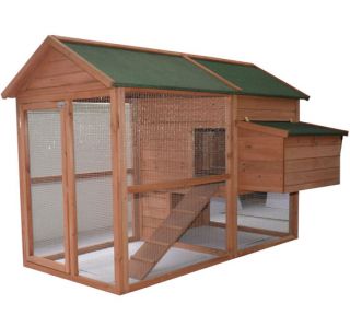 Deluxe Large Wood Chicken Coop Backyard Hen House Pet Mansion Run Habitat