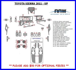 Toyota Sienna CE Le XLE Limited Interior Wood Dash Board Trim Kit Set 2011 2012