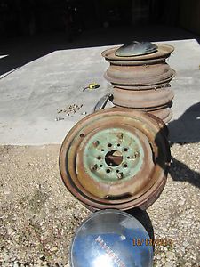 Vintage 1951 Dodge Chrysler Plymouth 5 Original Rims and Hubcaps Lugs