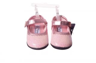 Baby Infant Girls Pink Glitter Mary Jane Dress Walking Shoes Velcro 1 2 3 4 New