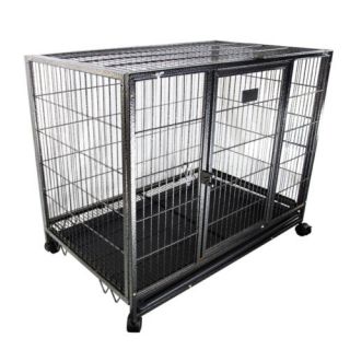 37" Heavy Duty Metal Dog Cage Kennel w Wheels Portable Pet Puppy Carrier Crate