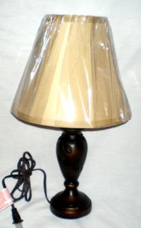 Table Lamp New Carved Leaf Design Wood Electric w Shade Home Decor Lighting