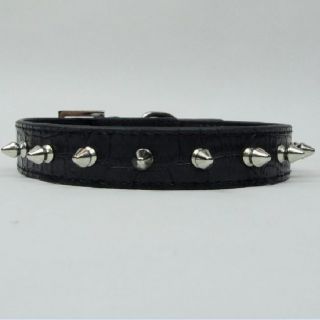 Spiked Studded Gator Leather Dog Pet Collars Size XS s M L 5 Colors New