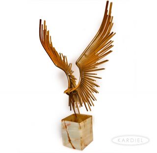 Curtis C Jere Original ► 1977 Flying Eagle Bird Metal Sculpture on A Marble Base