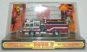 Code 3 Die Cast Fire Truck 12130 2002 American LaFrance Wood River Engine 13