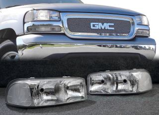 99 06 GMC Sierra Yukon Front Bumper Headlight Lamp Chrome Housing Reflector