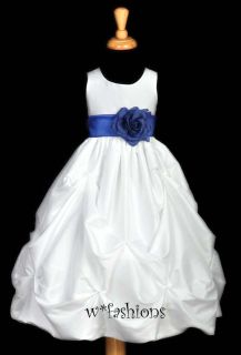 Communion Easter Wedding Ivory Royal Blue Flower Girl Dress 6M 9M 12M 2 4 6 8 10