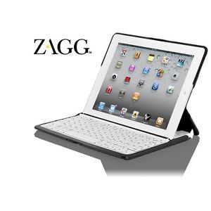ZAGG iPad 2 Folio Case with White Bluetooth Keyboard in Carbon Fibre Case