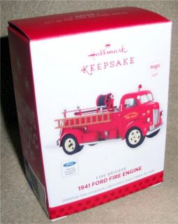 2013 Hallmark Fire Brigade 11 "1941 Ford Fire Engine" Truck Ornament Lighted