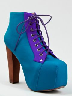 Jeffrey Campbell Lita Neon Blue Purple Platform Heel Women Sz Pump Bootie Boot