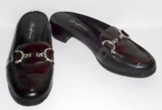 Brighton Austen Mules Slides Shoes Black Brown Leather Croc Patent Silver 8M 8