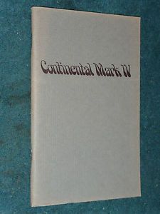 1974 Lincoln Continental Mark IV Owner's Manual Original Guide Book