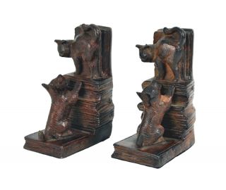 Awesome Unique French 1930s Art Deco Cat Dog Animal Sculpture Bookends