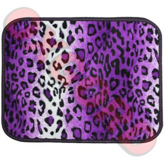 4pc Set Purple Leopard Cheetah Animal Print Front Rear Car Carpet Floor Mat