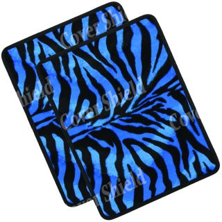 4pc Full Set Blue Black Animal Print Zebra Tiger Car Auto Carpets Floor Mats