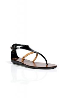 Black/Beige PVC/Leather Thong Sandals by SERGIO ROSSI