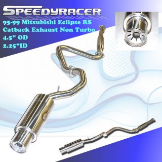 95 99 Mitsubishi Eclipse RS GS Nonturbo Stainless Steel Catback Exhaust 4 5"Tip