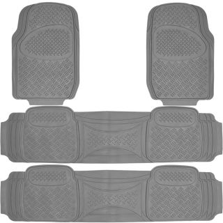 4pc Set All Weather Heavy Duty Rubber SUV Car Gray Floor Mat Front Rear Liners