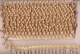 New 26 Feet Gold Bead Trim Lace Dress Fabric Border