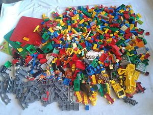 Huge Lot 1000 Lego Duplo Building Blocks Figures Animals Trains Track More